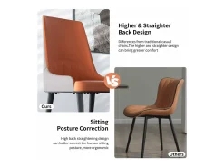 Sillas de comedor juego de 2 sillas de cocina cómodas sillones de mesa de comedor en cuero 52x49x90cm - Naranja