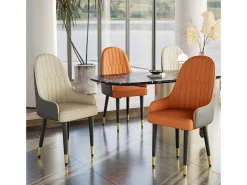 Sillas de comedor juego de 2 sillas de cocina cómodas sillones de mesa de comedor en cuero 52x49x90cm - Naranja