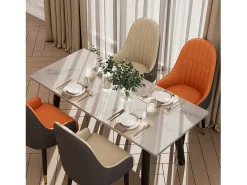 Sillas de comedor juego de 2 sillas de cocina cómodas sillones de mesa de comedor en cuero 52x49x90cm - Naranja