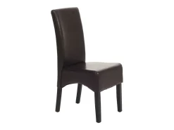 Sillas de comedor Littau de piel sintética, juego de 2, Cuero sintético, marrón, patas oscuras