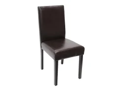 Sillas de comedor Littau de piel sintética, juego de 2, Cuero sintético, marrón, patas oscuras