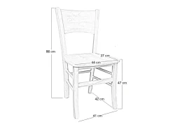 Sillas de comedor Lucy, juego de 2, en madera de nogal oscuro con asiento de madera maciza.
