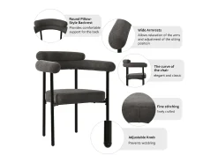 Sillas de comedor modernas, asientos de terciopelo gris, estructura de metal, comodidad óptima (70x62x84 cm)