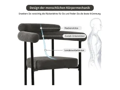 Sillas de comedor modernas, asientos de terciopelo gris, estructura de metal, comodidad óptima (70x62x84 cm)