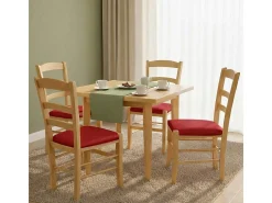 Sillas de comedor Paesana de madera natural con asientos acolchados en rojo