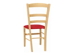 Sillas de comedor Paesana de madera natural con asientos acolchados en rojo