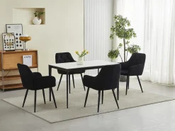 Sillas de comedor Valora LUKK – Terciopelo negro con patas negras x 2