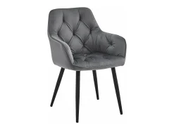 Sillas de comedor Valora LUKK – Terciopelo gris oscuro con patas negras x 2