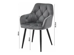 Sillas de comedor Valora LUKK – Terciopelo gris oscuro con patas negras x 2