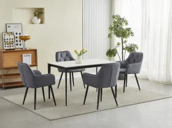 Sillas de comedor Valora LUKK – Terciopelo gris oscuro con patas negras x 2