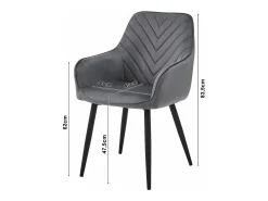 Sillas de comedor Valora WAAV – Terciopelo negro con patas negras x2