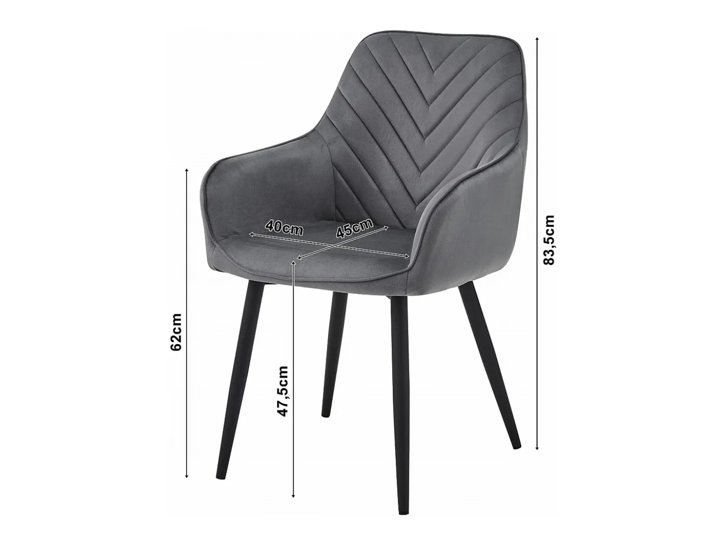 Sillas de comedor Valora WAAV – Terciopelo negro con patas negras x2