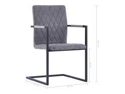 Sillas de comedor voladizas 2 unidades cuero sintético gris oscuro
