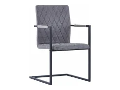 Sillas de comedor voladizas 2 unidades cuero sintético gris oscuro