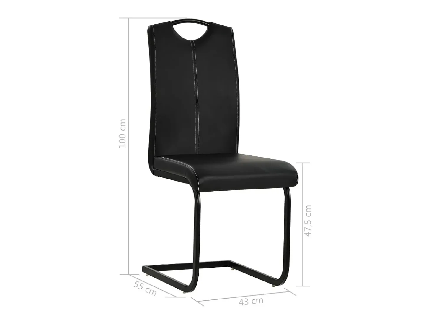 Sillas de comedor voladizas 2 unidades cuero sintético negro