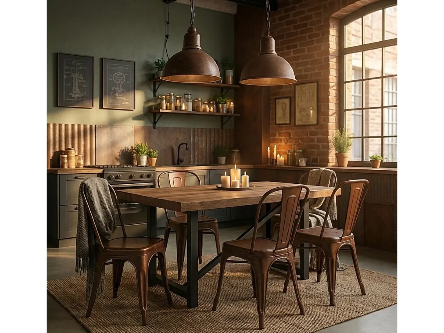 sillas de diseño industrial de metal shabby chic vintage estilo steel old - Bronze
