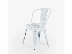 sillas de diseño industrial de metal shabby chic vintage estilo steel old - Blanco Shabby