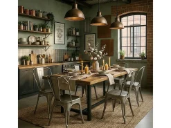 sillas de diseño industrial de metal shabby chic vintage estilo steel old - Silver
