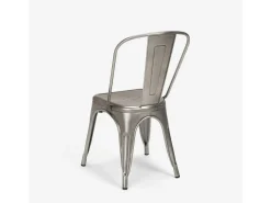 sillas de diseño industrial de metal shabby chic vintage estilo steel old - Silver