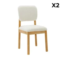 Sillas de madera de hevea y borreguito, set de 2 blanco