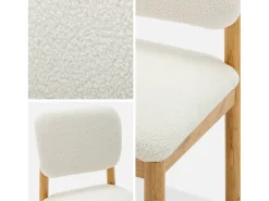 Sillas de madera de hevea y borreguito, set de 2 blanco