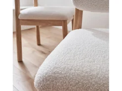 Sillas de madera de hevea y borreguito, set de 2 blanco