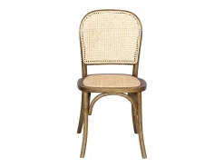 Sillas de madera y ratán vintage, set de 4 marrón viejo