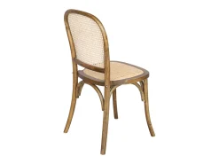 Sillas de madera y ratán vintage, set de 4 marrón viejo