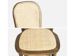 Sillas de madera y ratán vintage, set de 4 marrón viejo