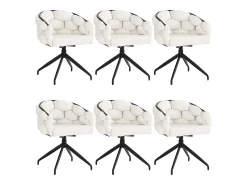 Sillas de terciopelo de lujo (6 piezas), giratorias 360°, de metal dorado, beige (45 x 44 x 77,5 cm)