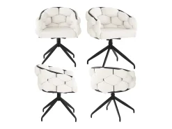 Sillas de terciopelo de lujo (4 piezas), giratorias 360°, diseño moderno, metal dorado, beige (45 x 44 x 77,5 cm)