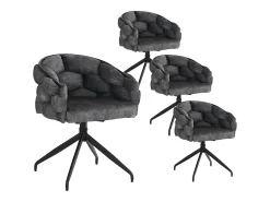 Sillas de terciopelo de lujo (4 piezas), giratorias 360°, de metal dorado y gris (45 x 44 x 77,5 cm)