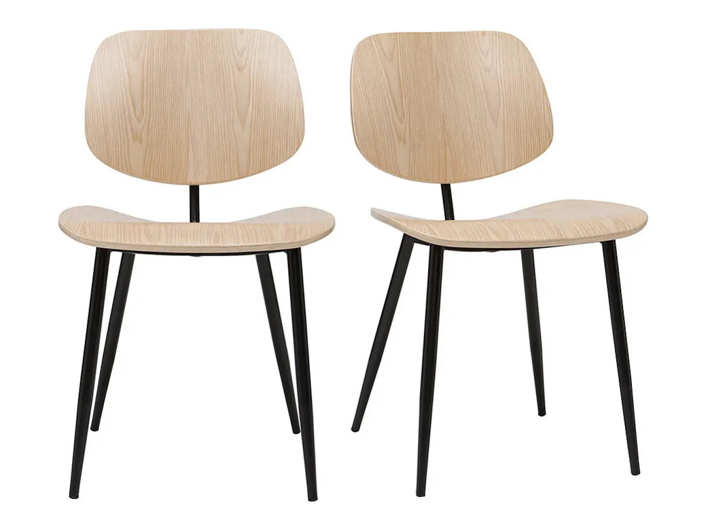 Sillas en madera clara y metal negro (lote de 2) TOBIAS