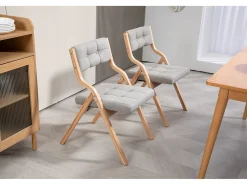 Sillas plegables con cojín, sillas plegables de madera, gris (61x48x77 cm)