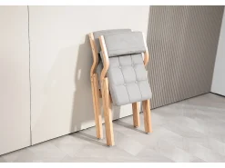 Sillas plegables con cojín, sillas plegables de madera, gris (61x48x77 cm)