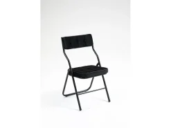 Sillas plegables de 2 piezas con cojín, sillas de comedor plegables, acero, negro (46x47x80 cm)