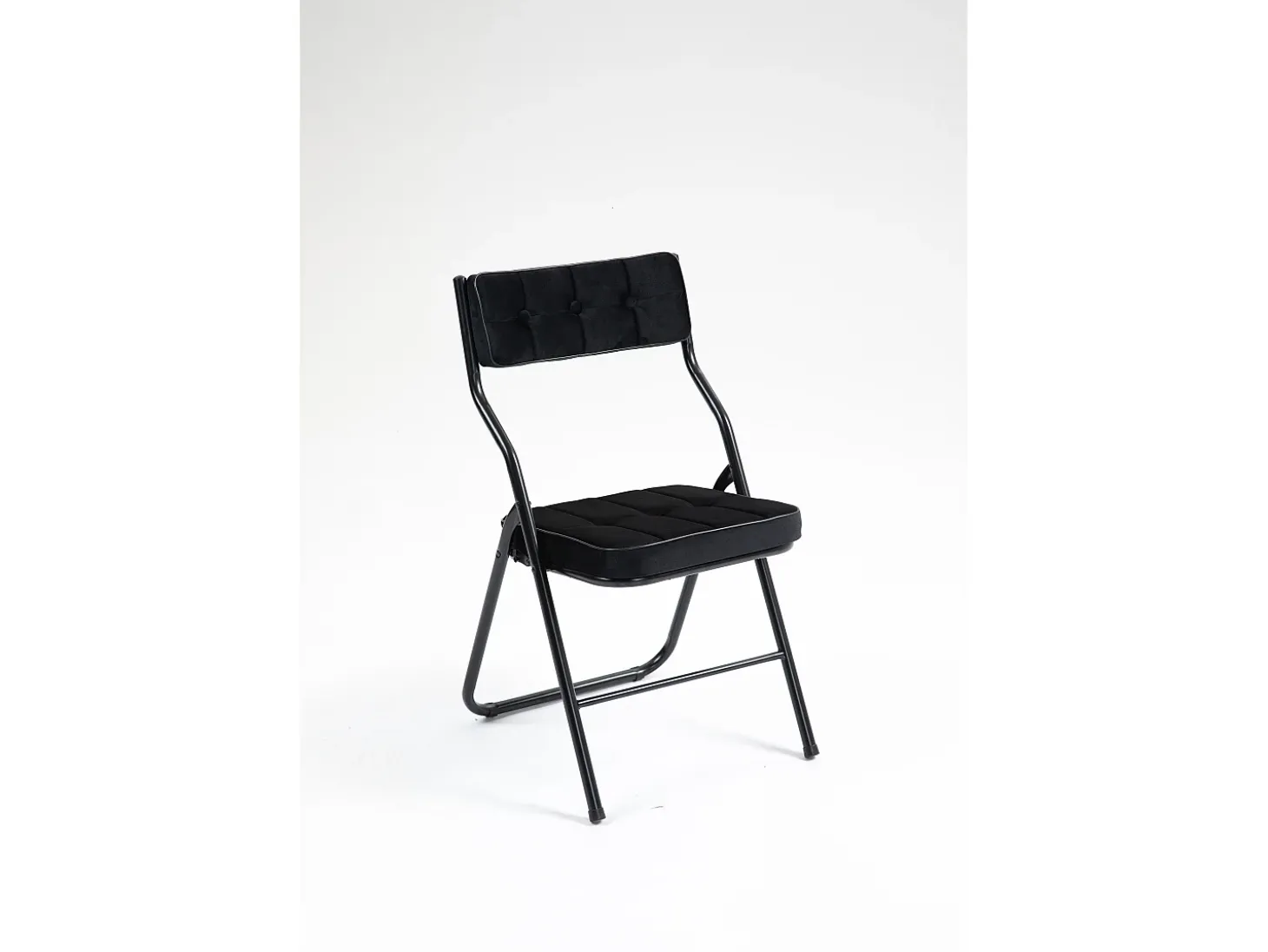Sillas plegables de 2 piezas con cojín, sillas de comedor plegables, acero, negro (46x47x80 cm)