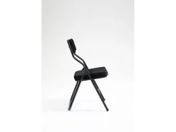 Sillas plegables de 2 piezas con cojín, sillas de comedor plegables, acero, negro (46x47x80 cm)