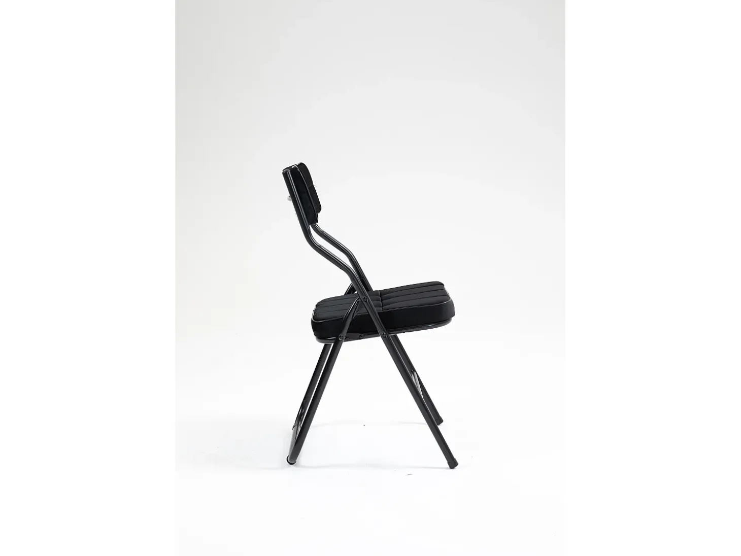 Sillas plegables de 2 piezas con cojín, sillas de comedor plegables, acero, negro (46x47x80 cm)