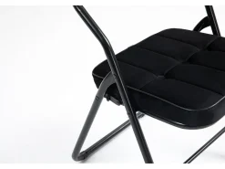 Sillas plegables de 2 piezas con cojín, sillas de comedor plegables, acero, negro (46x47x80 cm)