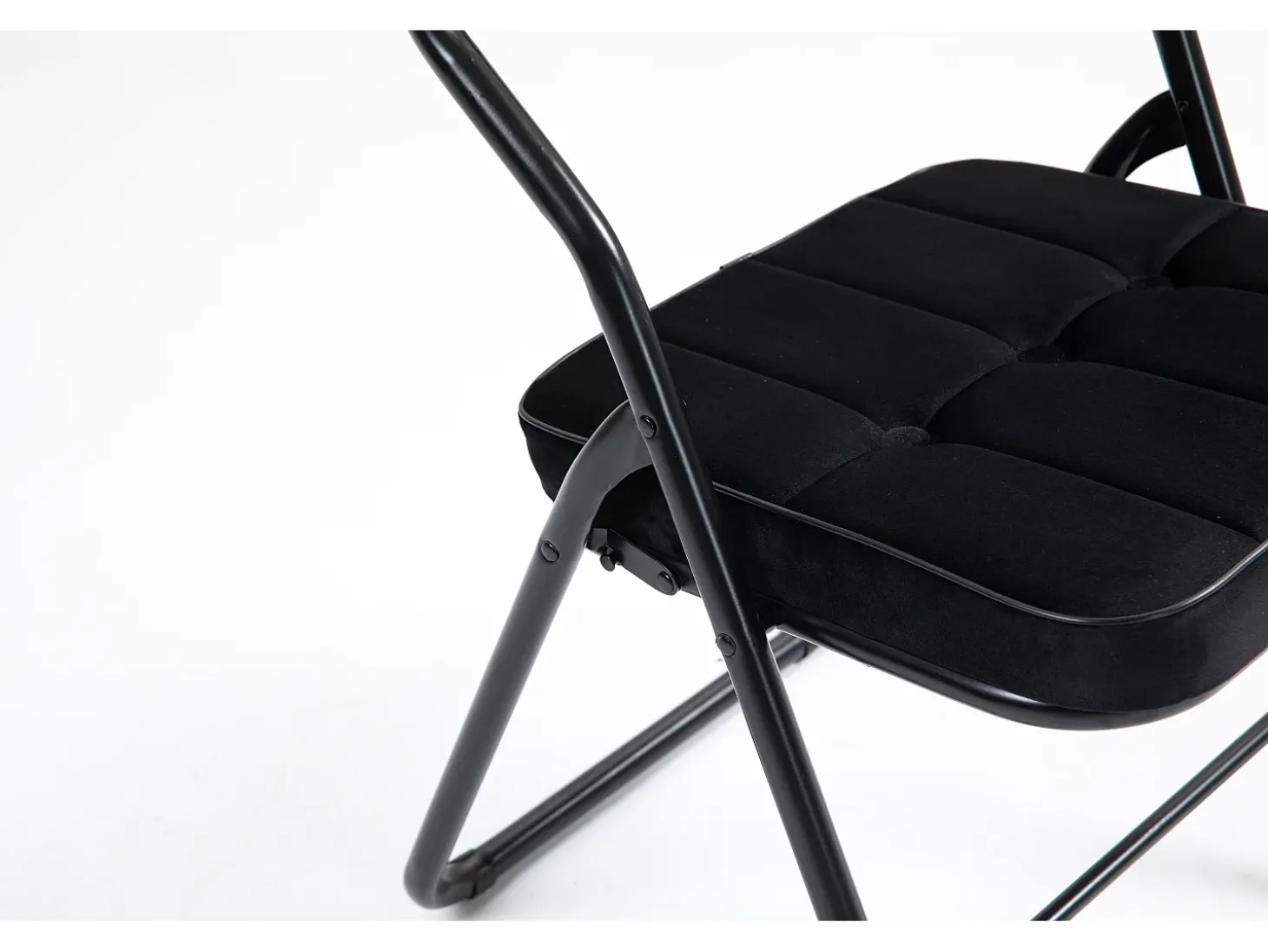 Sillas plegables de 2 piezas con cojín, sillas de comedor plegables, acero, negro (46x47x80 cm)
