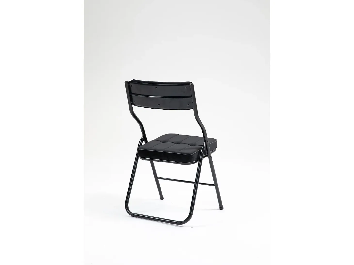 Sillas plegables de 2 piezas con cojín, sillas de comedor plegables, acero, negro (46x47x80 cm)