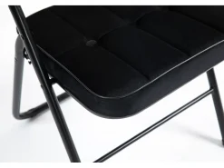 Sillas plegables de 2 piezas con cojín, sillas de comedor plegables, acero, negro (46x47x80 cm)