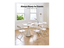 Sillas Plegables Portátiles SucceBuy, Lote de 6, Silla de Comedor de Plástico con Estructura de Metal, para Interior y Exterior, Hogar, Jardín, Blanco
