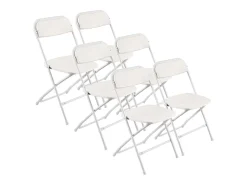 Sillas Plegables Portátiles SucceBuy, Lote de 6, Silla de Comedor de Plástico con Estructura de Metal, para Interior y Exterior, Hogar, Jardín, Blanco