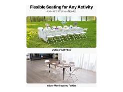Sillas Plegables Portátiles SucceBuy, Lote de 6, Silla de Comedor de Plástico con Estructura de Metal, para Interior y Exterior, Hogar, Jardín, Blanco
