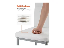 Sillas SucceBuy Comedor Modernas, Juego de Sillas de Cocina de Cuero 4 Piezas, con Respaldo, Cojines Gruesos y Patas de Metal, para Mesa de Comedor