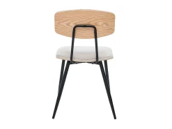 Sillas vintage de madera clara de roble, asientos de tela de terciopelo beige y metal negro (juego de 2) JOLINE