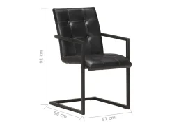 Sillas voladizas de comedor 2 unidades cuero auténtico negro