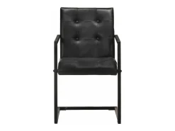 Sillas voladizas de comedor 2 unidades cuero auténtico negro